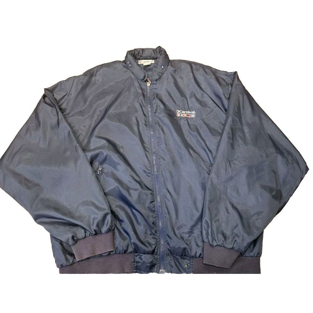 Vintage Carnival Cruise Line Full Zip Windbreaker Jacket Royal Blue Size Large‎